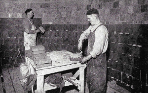 Kivikattilan sisäpinnan muurausta