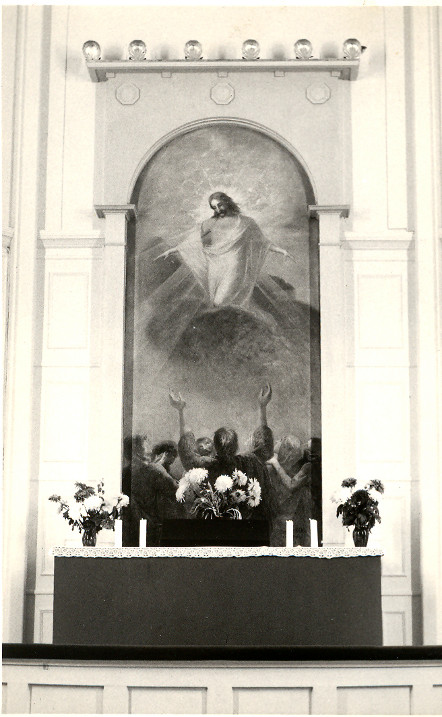 Äänekosken vanhan kirkon alttaritaulu. Sen on maalannut Aleksandra Frosterus-Såltin. Alttaritaulu tuhoutui kirkon tuhopoltossa vuonna 1968.