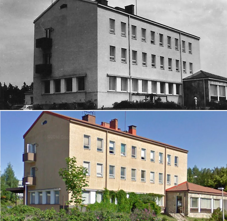 Ensimmäinen postitoimipaikka Äänekoskelle saatiin vuonna 1891, kun Äänekoski Oy:n omistamaan asemarakennukseen perustettiin postipysäkki. Vuonna 1896 Laukaassa syntynyt neiti Ilma Westling tuli postipysäkille postinhoitajaksi. Vuonna 1952 Viiskulmaan valmistui uusi suuri postitalo entisen Kotisuon reunalla. Ylempi kuva postitalosta lienee 1950-luvulta ja alempi samasta paikasta keväältä 2009. Postin siirryttyä myöhemmin pois rakennuksesta siinä on toiminut mm. Äänekosken terveyskeskuksen mielenterveyspoliklinikka.