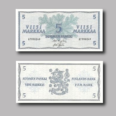 Viisimarkkaa vuodelta 1963.