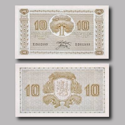 Kymmenen markkaa vuodelta 1922.