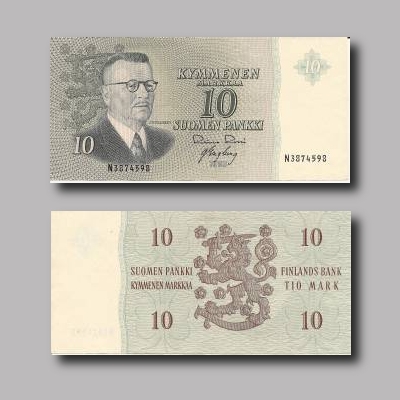 Kymmenen markkaa vuodelta 1963.