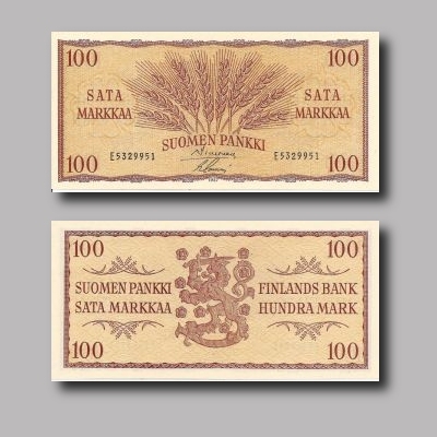 Sata markkaa vuodelta 1957.