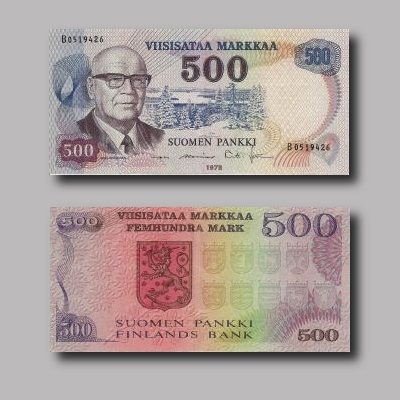 Viisisataa markkaa vuodelta 1975.