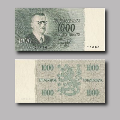 Tuhat markkaa vuodelta 1955.