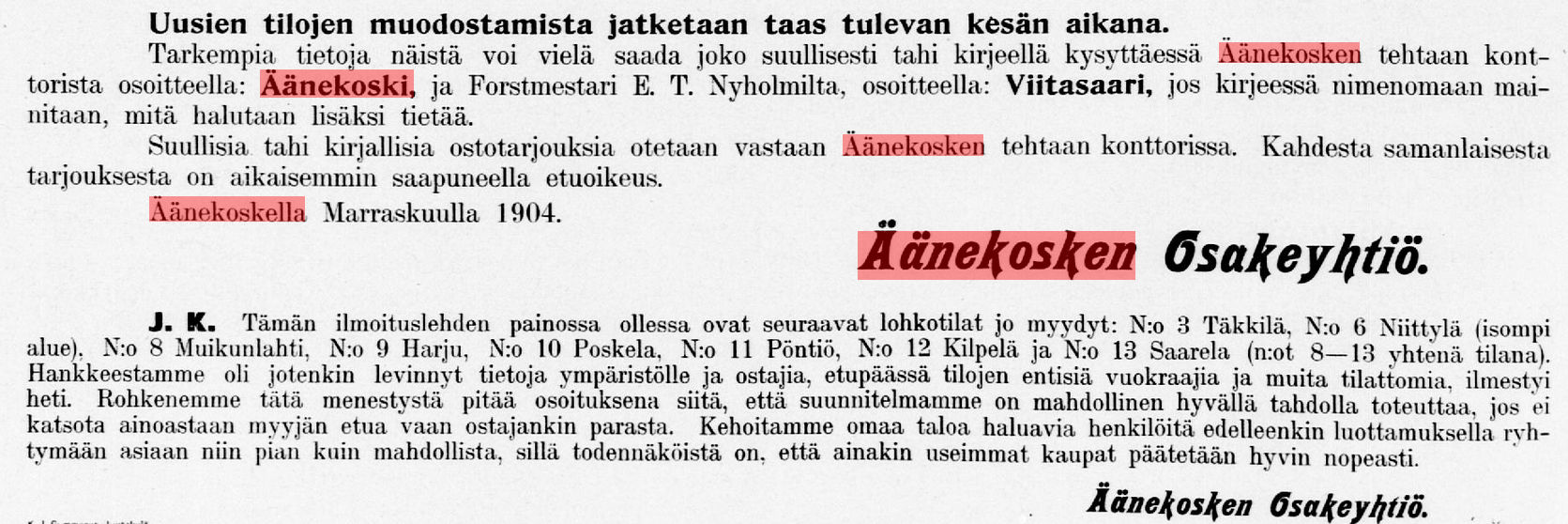 Kansalliskirjaston digitoidut aineistot, 05.12.1904 Suomalainen no 139.