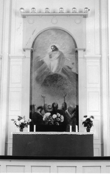 Äänekosken vuonna 1907 valmistuneen puukirkon alttaritaulu. Sen maalasi vuosisadan alussa kuulu suomalainen erityisesti alttaritauluihin erikoistunut taidemaalari Alexandra Theodora Frosterus-Såltin (1837-1916). Äänekosken puukirkko ja sen alttaritaulu tuhoituivat täysin tuhopoltossa 15.7.1968.